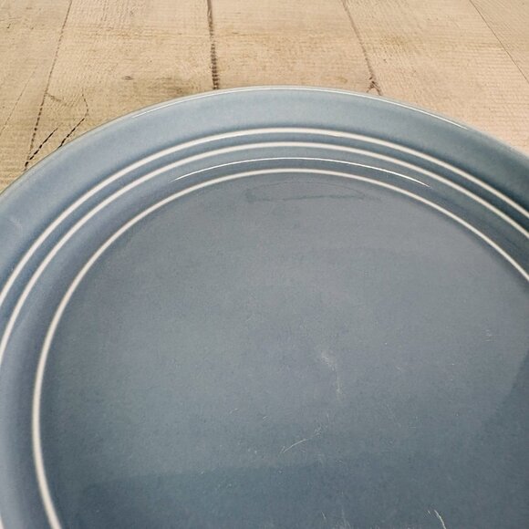 Threshold Target WESTFIELD Aqua Blue Embossed Rings Coupe Dinner Plates Set of 2 - Picture 7 of 11